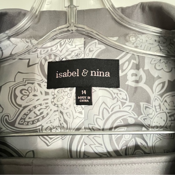 NWT ISABEL & NINA Grey Business Suit Pant Suit Work Suit 3/4 Sleeves Size 14 - Picture 4 of 9